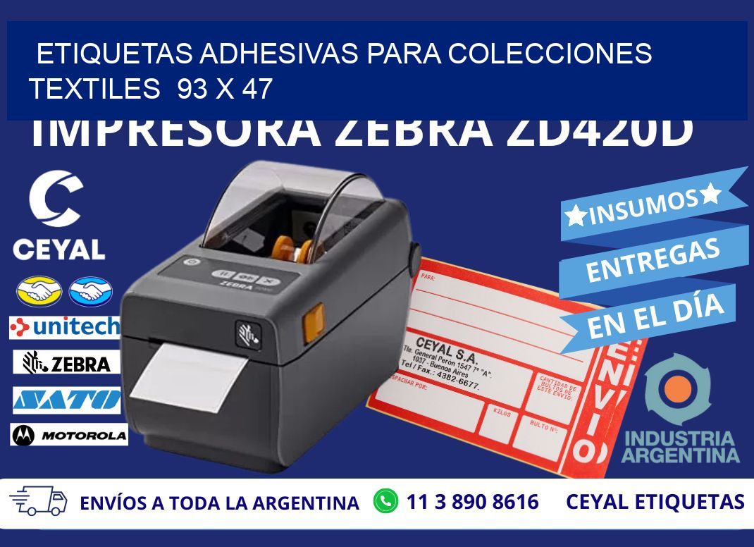 ETIQUETAS ADHESIVAS PARA COLECCIONES TEXTILES  93 x 47