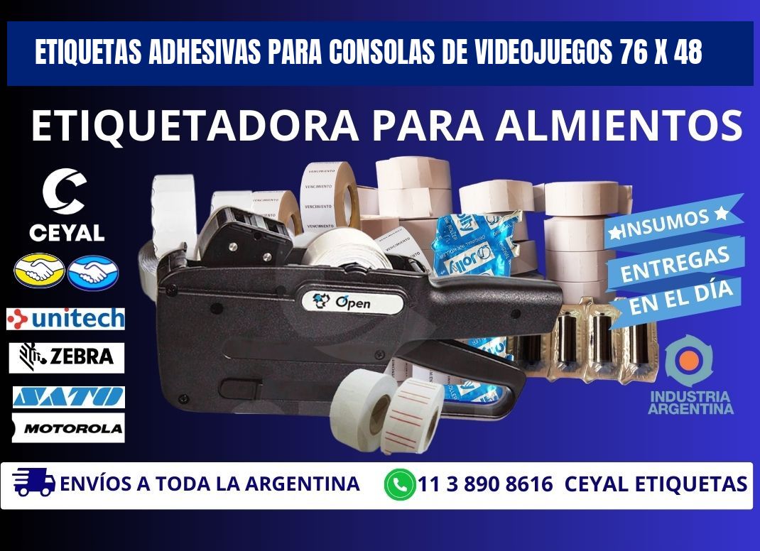 ETIQUETAS ADHESIVAS PARA CONSOLAS DE VIDEOJUEGOS 76 x 48