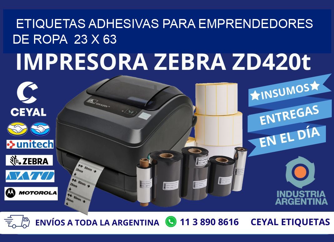 ETIQUETAS ADHESIVAS PARA EMPRENDEDORES DE ROPA  23 x 63