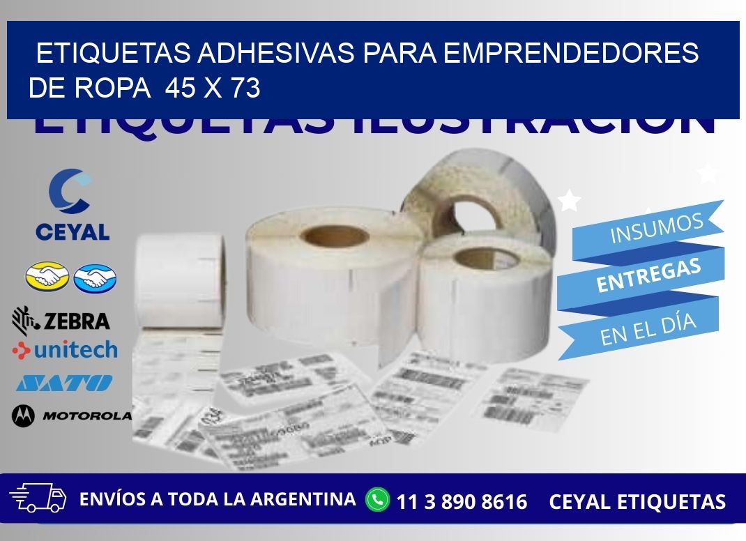 ETIQUETAS ADHESIVAS PARA EMPRENDEDORES DE ROPA  45 x 73