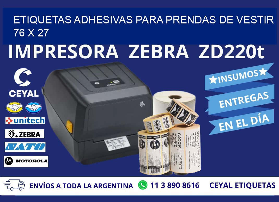 ETIQUETAS ADHESIVAS PARA PRENDAS DE VESTIR  76 x 27