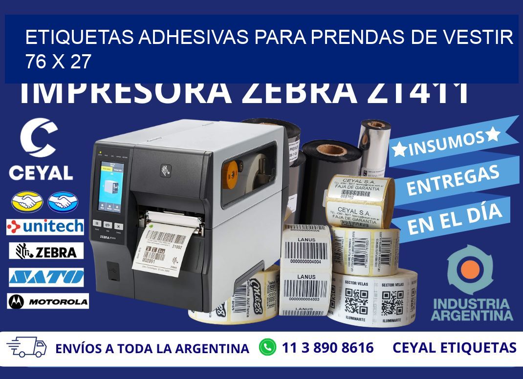 ETIQUETAS ADHESIVAS PARA PRENDAS DE VESTIR  76 x 27