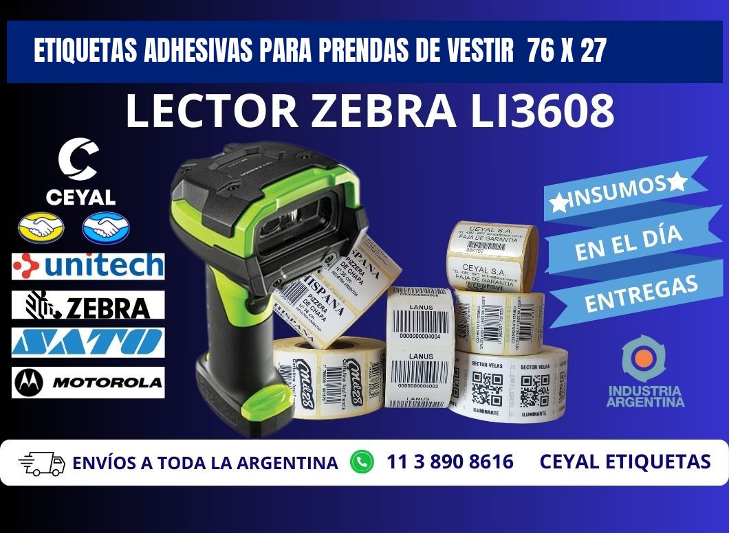 ETIQUETAS ADHESIVAS PARA PRENDAS DE VESTIR  76 x 27