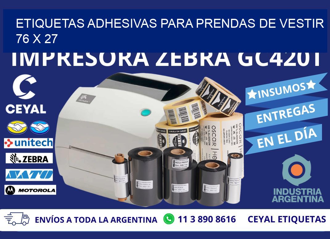 ETIQUETAS ADHESIVAS PARA PRENDAS DE VESTIR  76 x 27