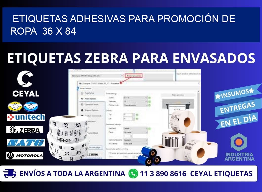 ETIQUETAS ADHESIVAS PARA PROMOCIÓN DE ROPA  36 x 84