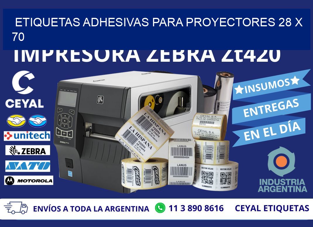 ETIQUETAS ADHESIVAS PARA PROYECTORES 28 x 70