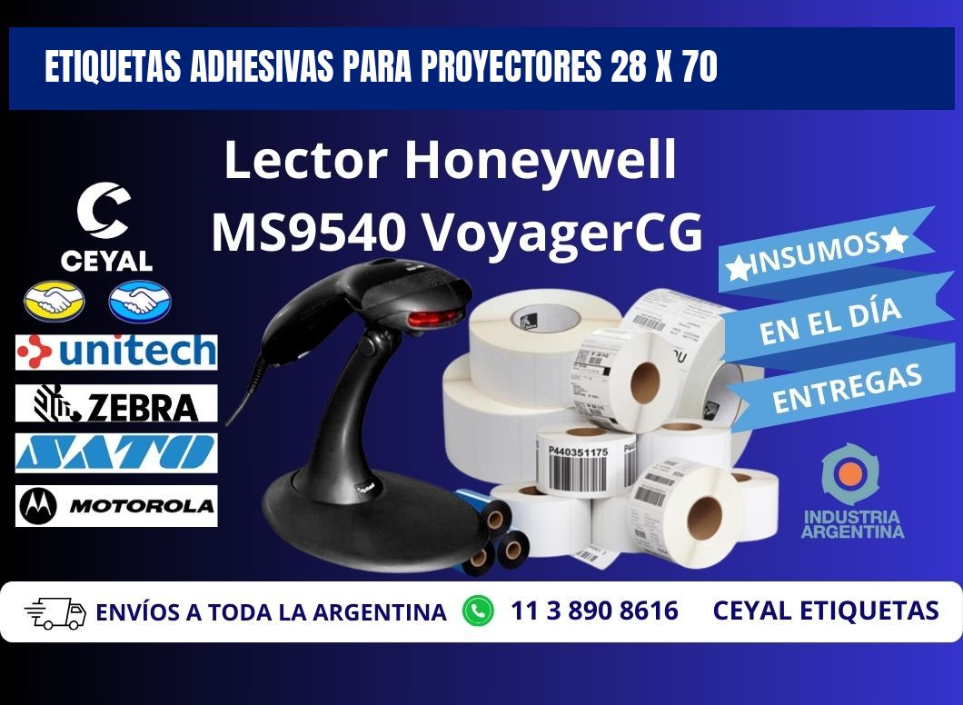 ETIQUETAS ADHESIVAS PARA PROYECTORES 28 x 70
