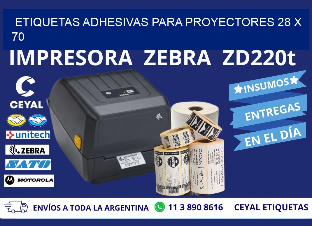 ETIQUETAS ADHESIVAS PARA PROYECTORES 28 x 70