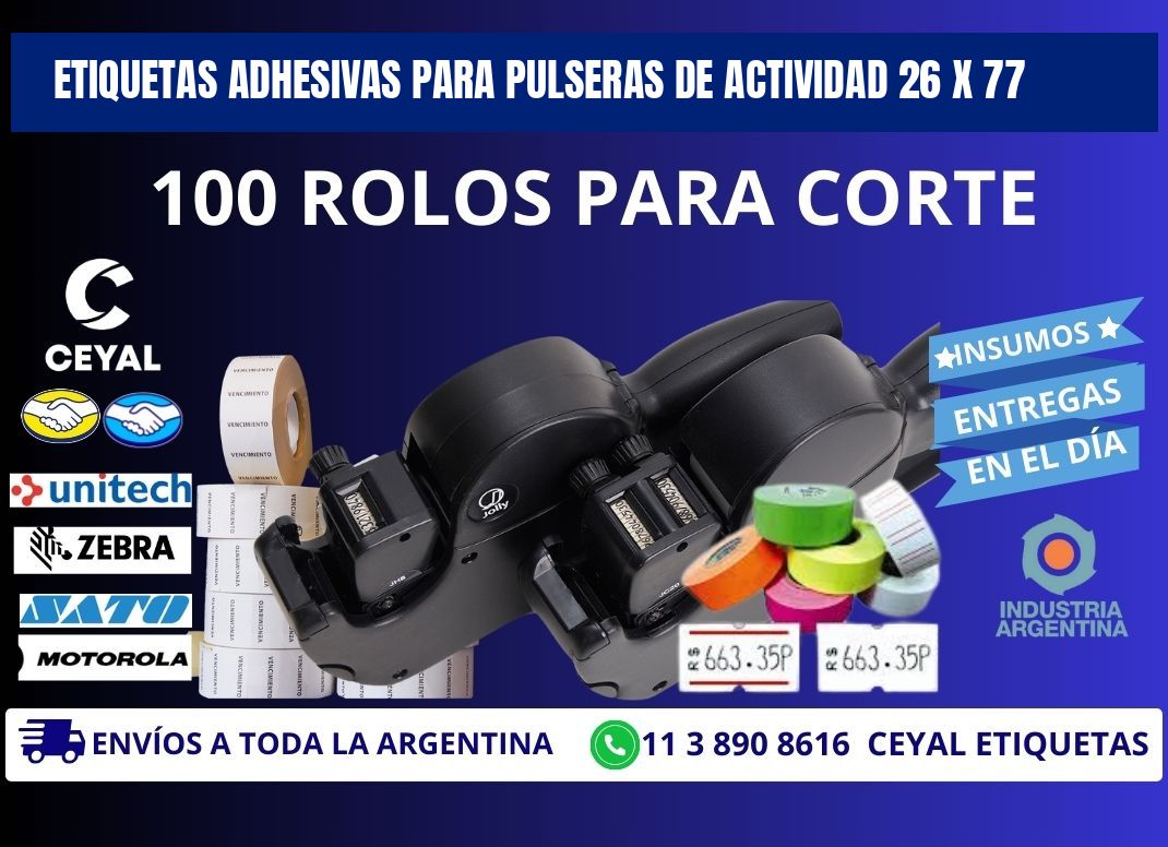 ETIQUETAS ADHESIVAS PARA PULSERAS DE ACTIVIDAD 26 x 77