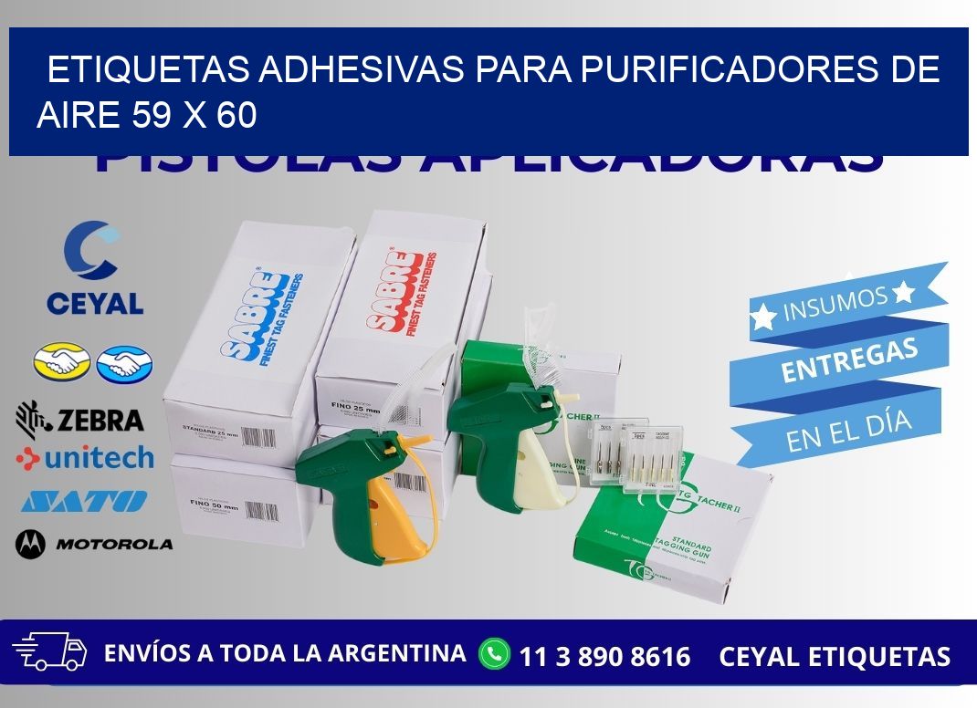 ETIQUETAS ADHESIVAS PARA PURIFICADORES DE AIRE 59 x 60