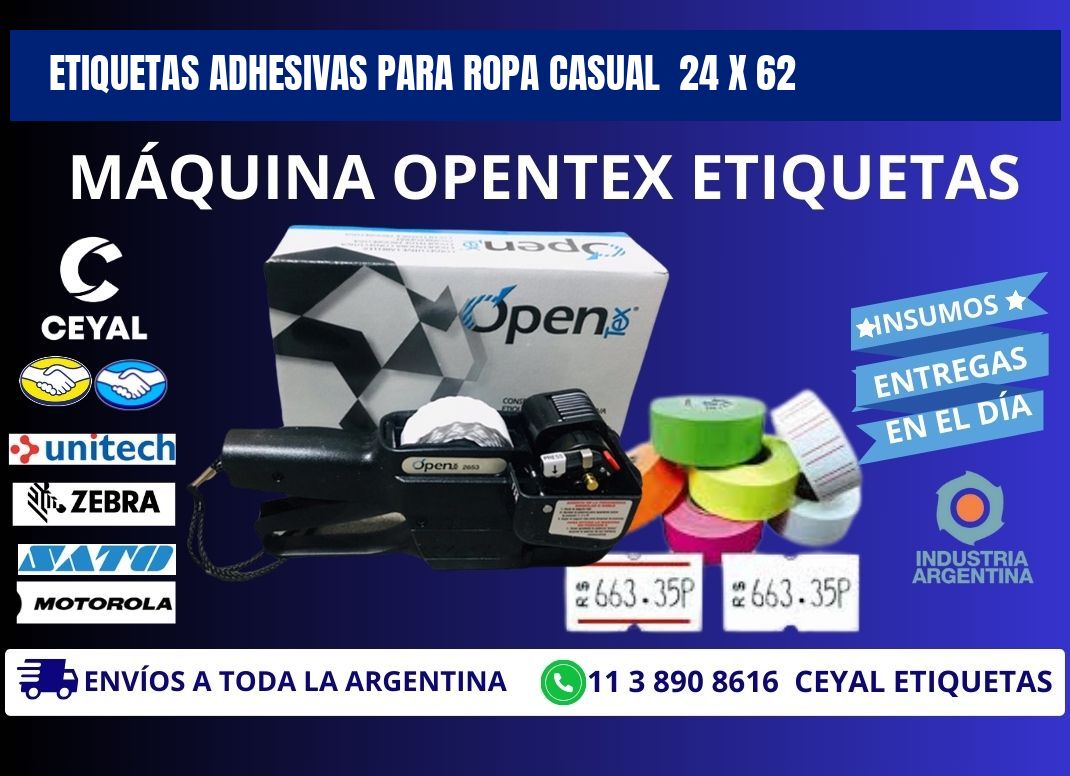 ETIQUETAS ADHESIVAS PARA ROPA CASUAL  24 x 62