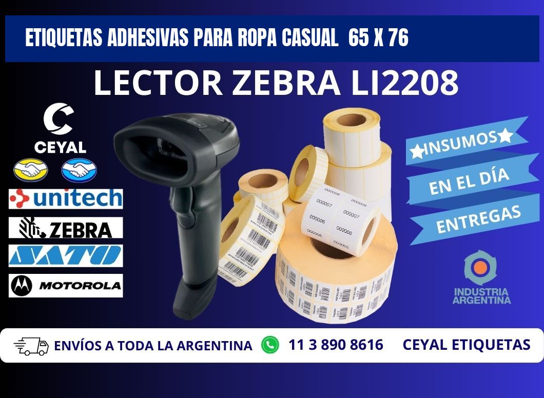 ETIQUETAS ADHESIVAS PARA ROPA CASUAL  65 x 76