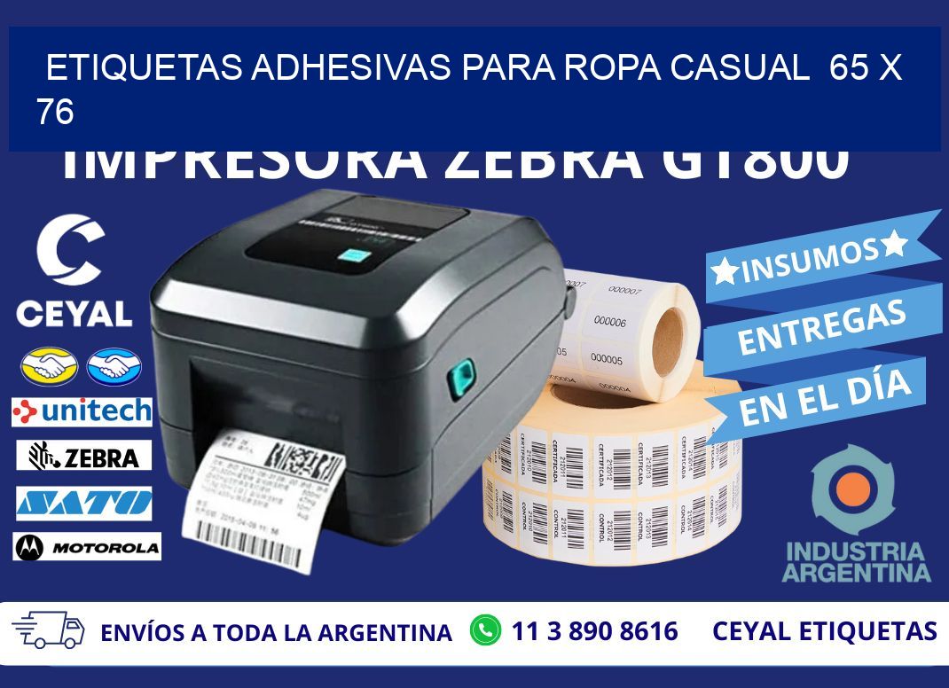 ETIQUETAS ADHESIVAS PARA ROPA CASUAL  65 x 76