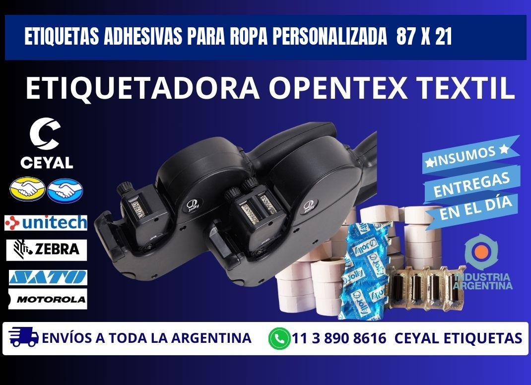 ETIQUETAS ADHESIVAS PARA ROPA PERSONALIZADA  87 x 21