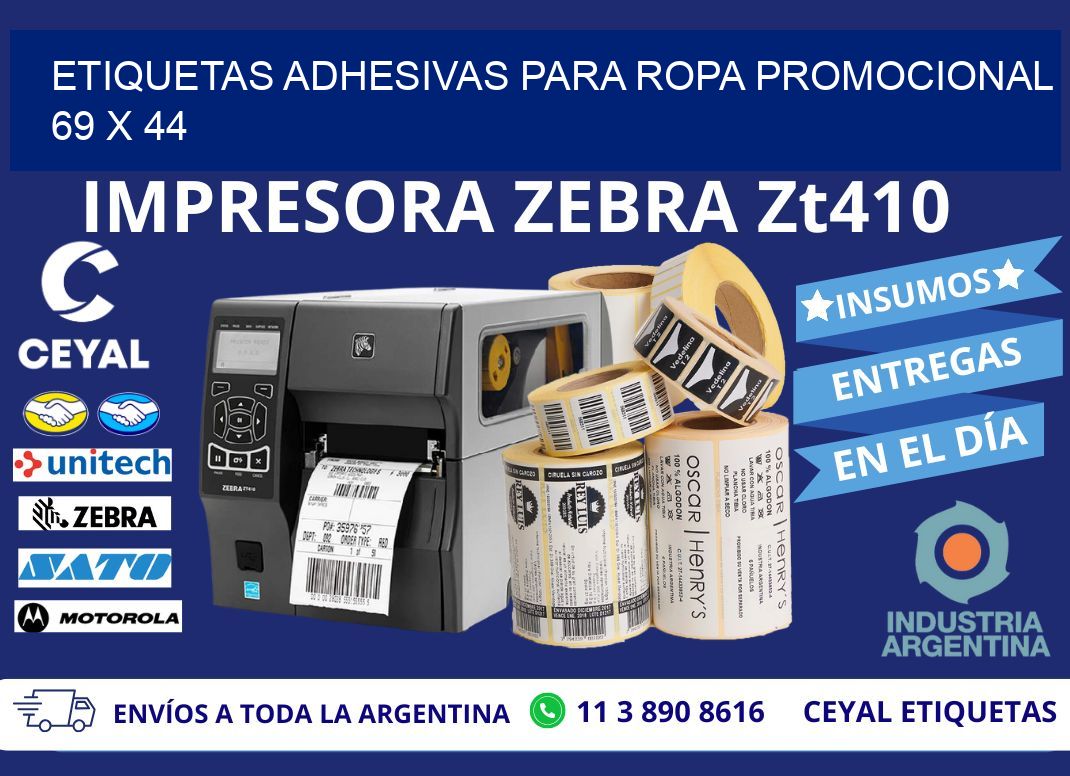 ETIQUETAS ADHESIVAS PARA ROPA PROMOCIONAL  69 x 44