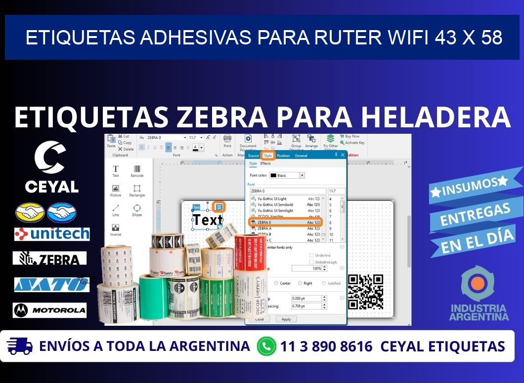 ETIQUETAS ADHESIVAS PARA RUTER WIFI 43 x 58