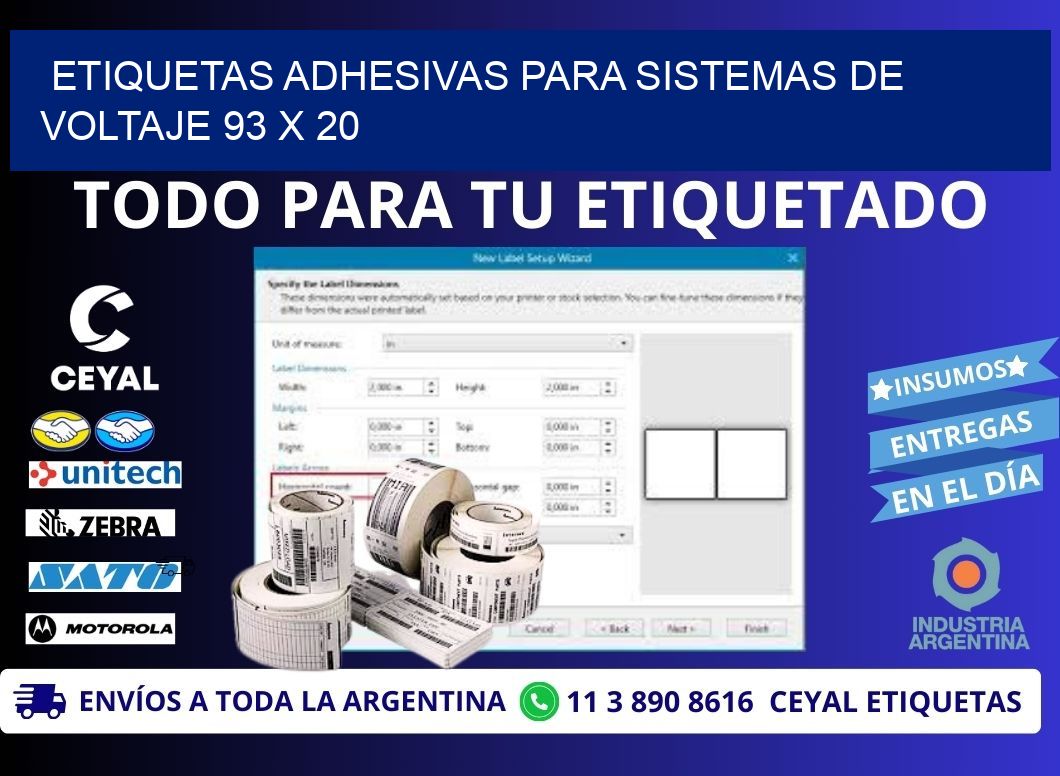 ETIQUETAS ADHESIVAS PARA SISTEMAS DE VOLTAJE 93 x 20