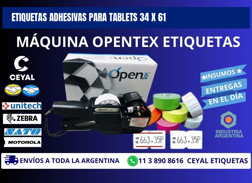 ETIQUETAS ADHESIVAS PARA TABLETS 34 x 61