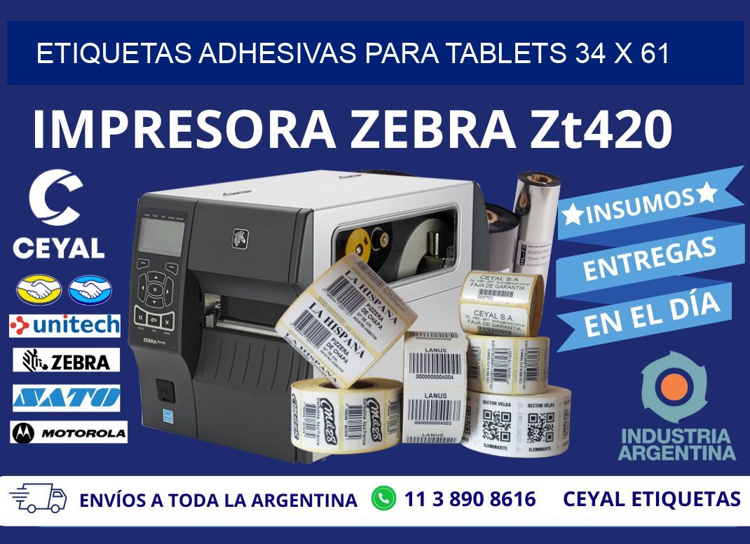 ETIQUETAS ADHESIVAS PARA TABLETS 34 x 61