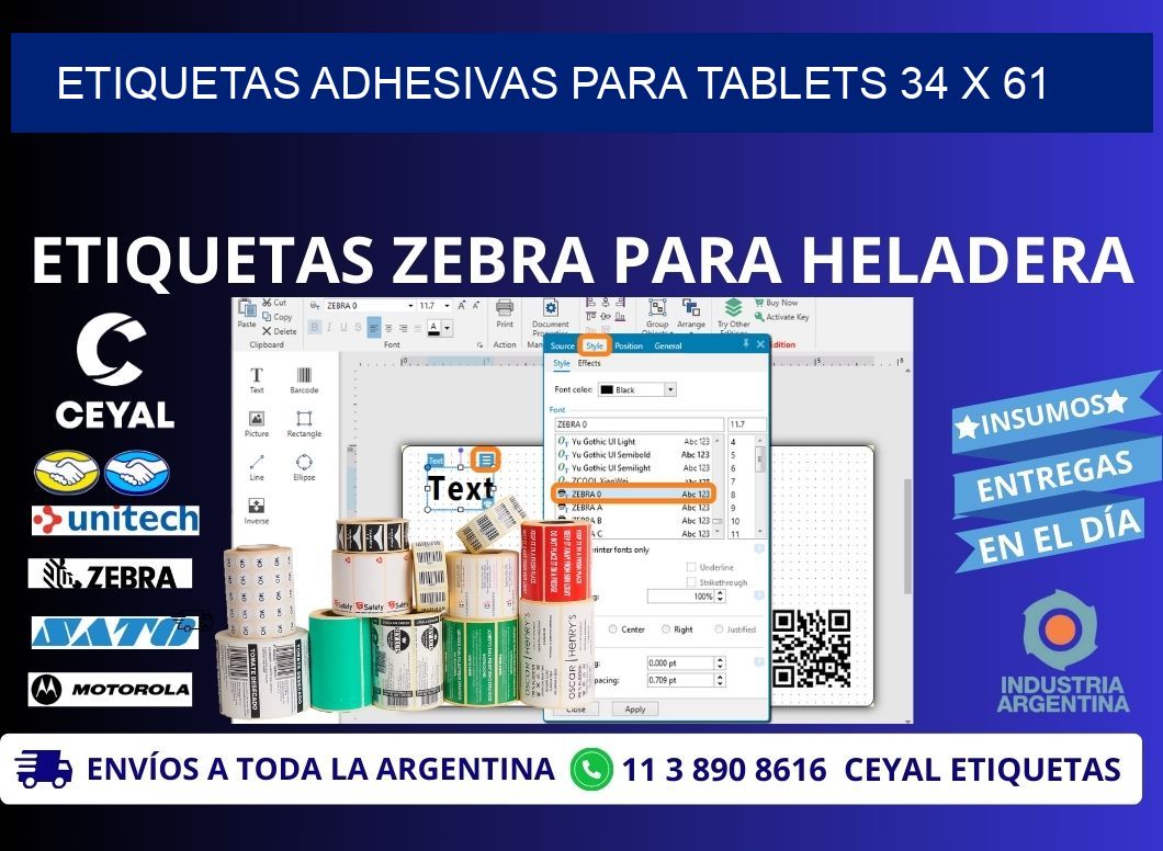 ETIQUETAS ADHESIVAS PARA TABLETS 34 x 61