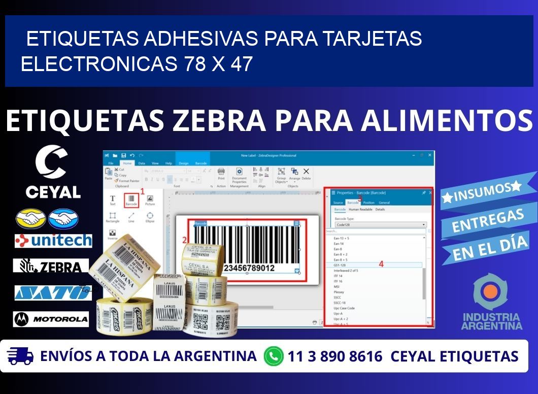 ETIQUETAS ADHESIVAS PARA TARJETAS ELECTRONICAS 78 x 47