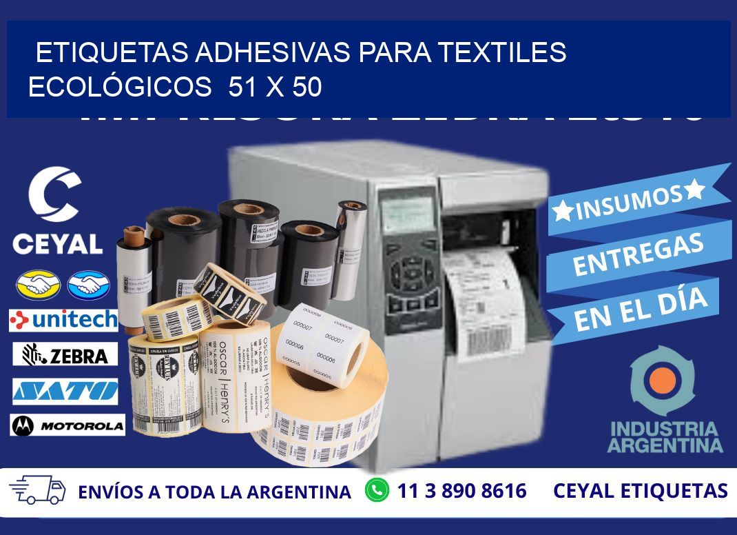 ETIQUETAS ADHESIVAS PARA TEXTILES ECOLÓGICOS 51 x 50