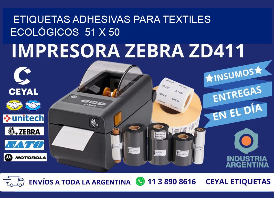 ETIQUETAS ADHESIVAS PARA TEXTILES ECOLÓGICOS 51 x 50