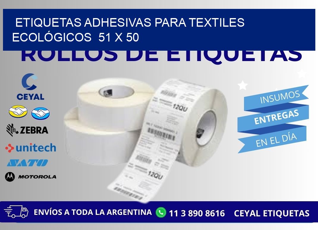 ETIQUETAS ADHESIVAS PARA TEXTILES ECOLÓGICOS 51 x 50
