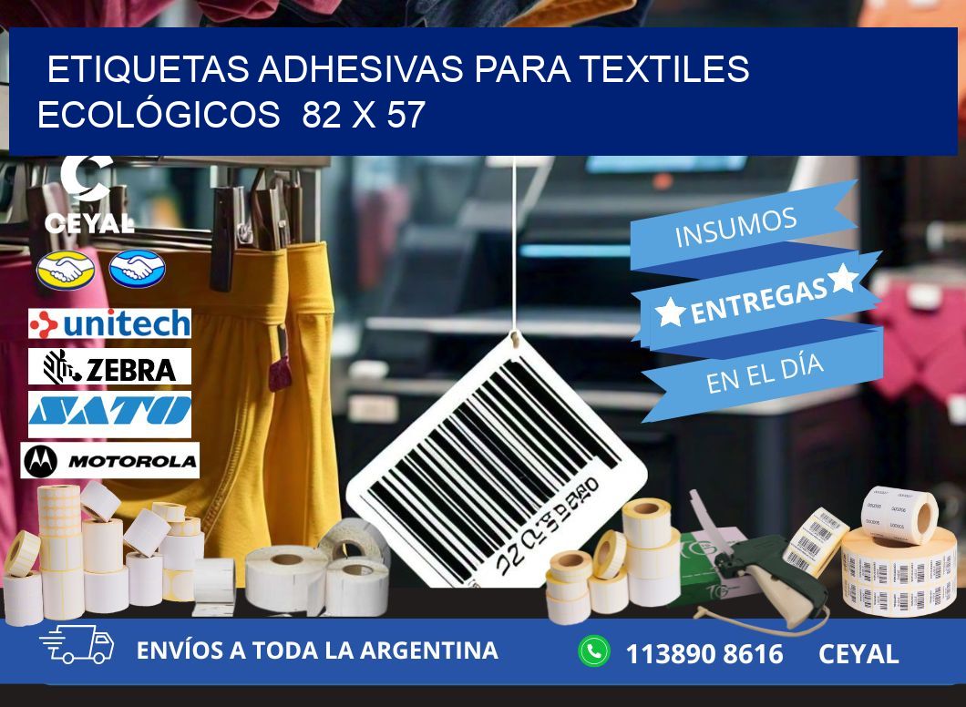 ETIQUETAS ADHESIVAS PARA TEXTILES ECOLÓGICOS  82 x 57