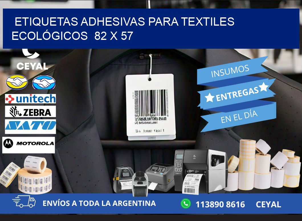 ETIQUETAS ADHESIVAS PARA TEXTILES ECOLÓGICOS  82 x 57