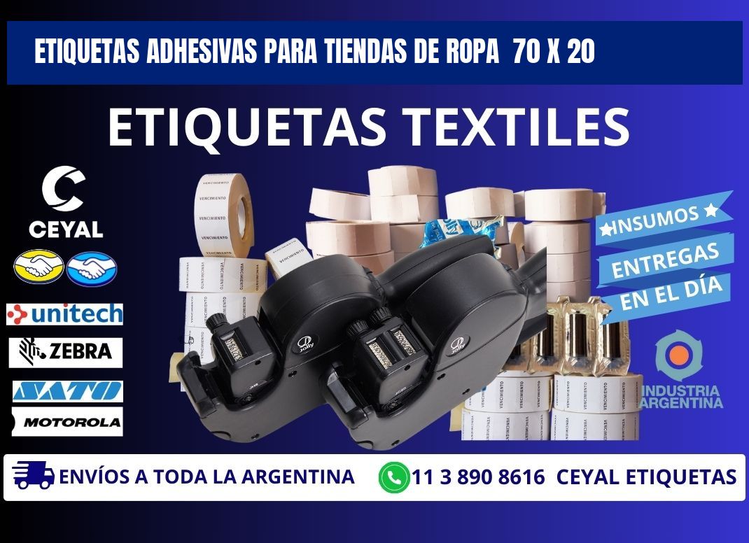 ETIQUETAS ADHESIVAS PARA TIENDAS DE ROPA  70 x 20