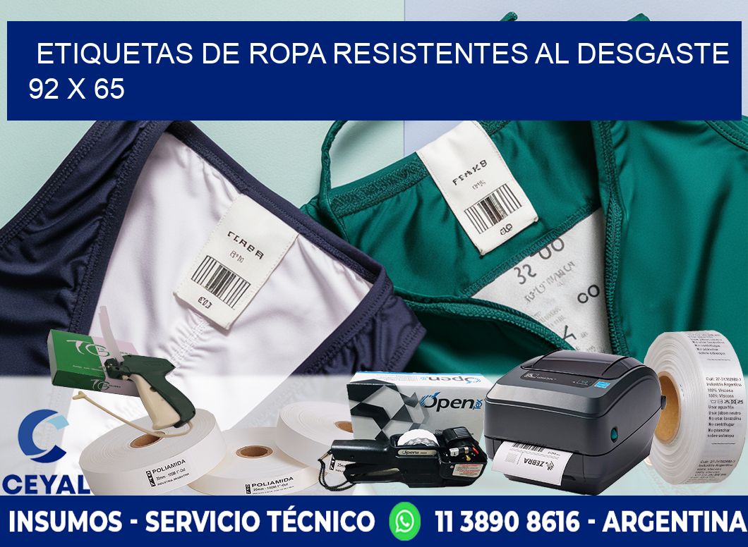 ETIQUETAS DE ROPA RESISTENTES AL DESGASTE 92 x 65