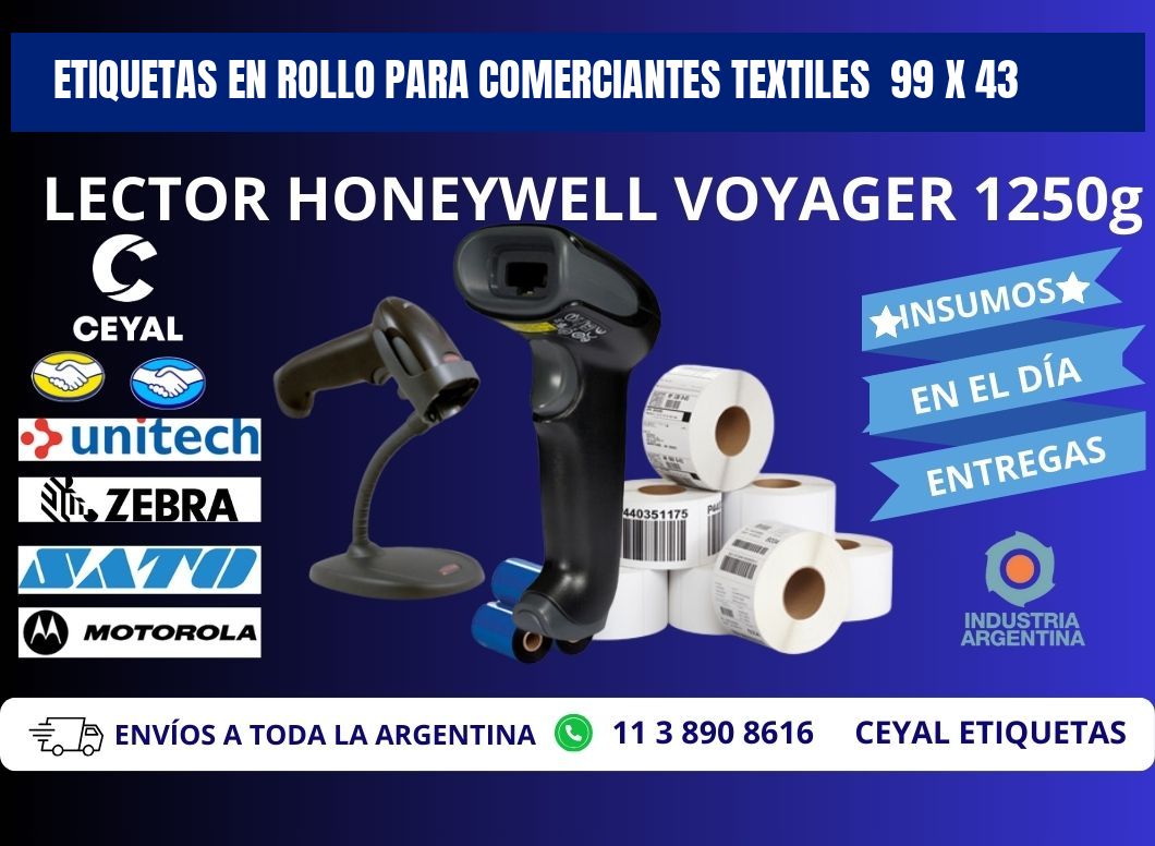 ETIQUETAS EN ROLLO PARA COMERCIANTES TEXTILES  99 x 43