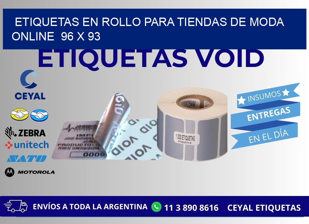 ETIQUETAS EN ROLLO PARA TIENDAS DE MODA ONLINE  96 x 93