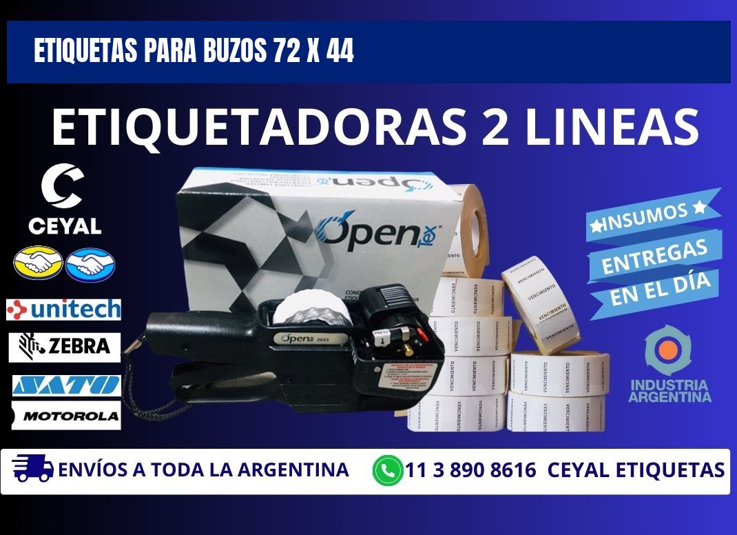 ETIQUETAS PARA BUZOS 72 x 44