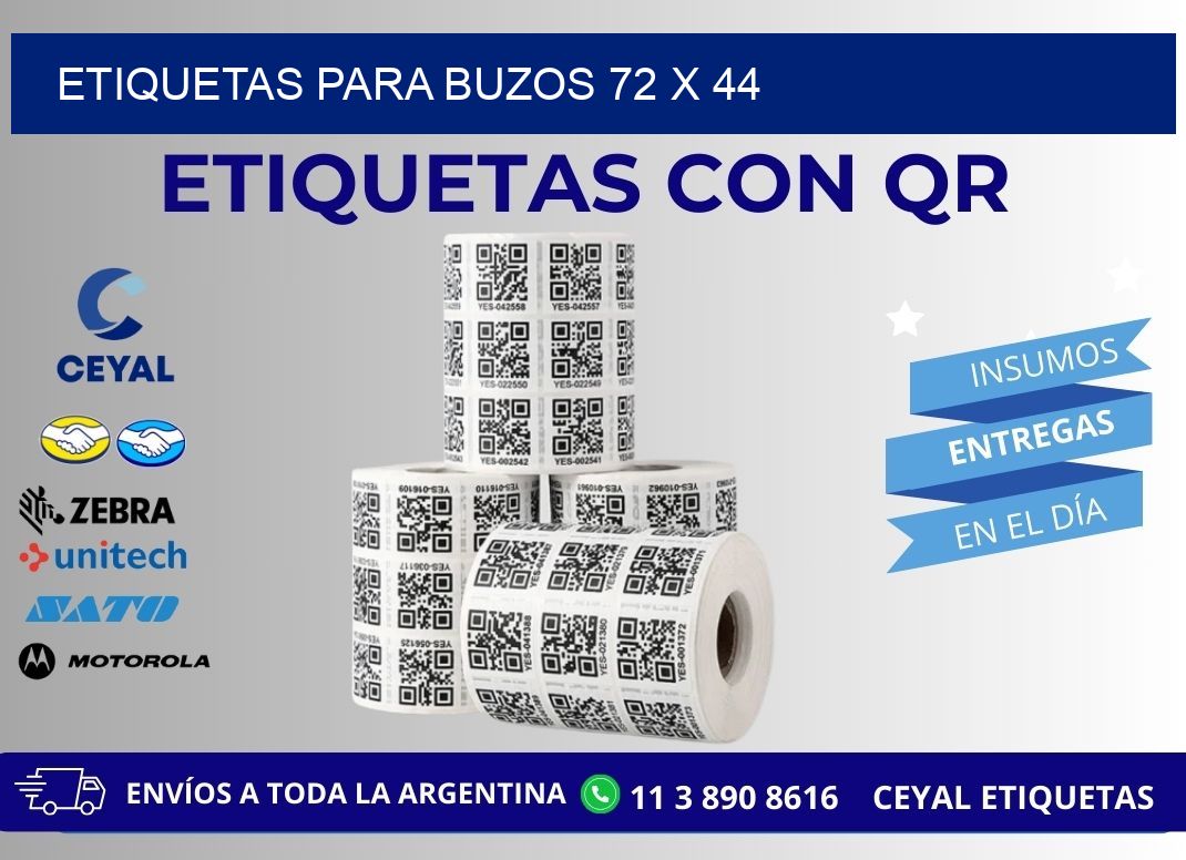 ETIQUETAS PARA BUZOS 72 x 44