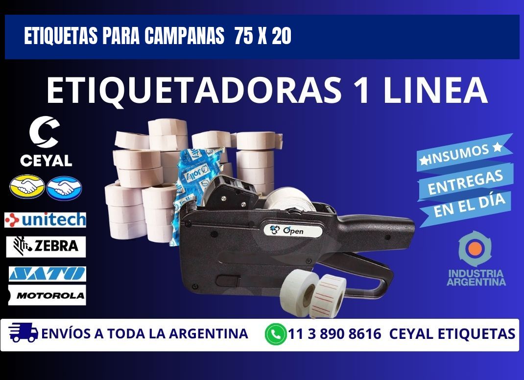 ETIQUETAS PARA CAMPANAS 75 x 20