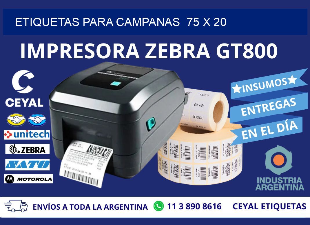 ETIQUETAS PARA CAMPANAS 75 x 20