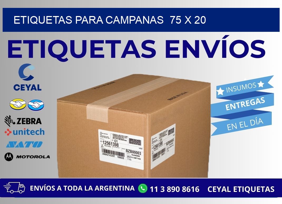 ETIQUETAS PARA CAMPANAS 75 x 20