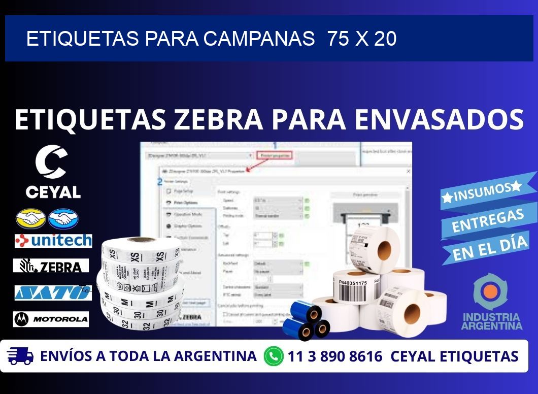 ETIQUETAS PARA CAMPANAS 75 x 20