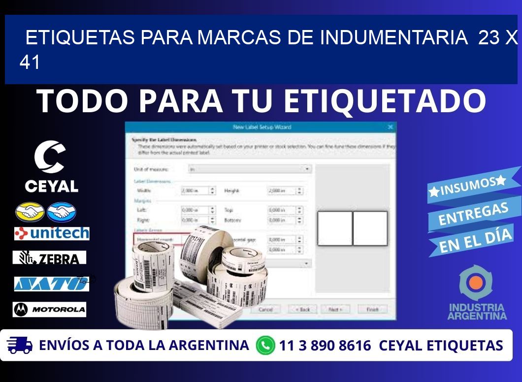 ETIQUETAS PARA MARCAS DE INDUMENTARIA  23 x 41