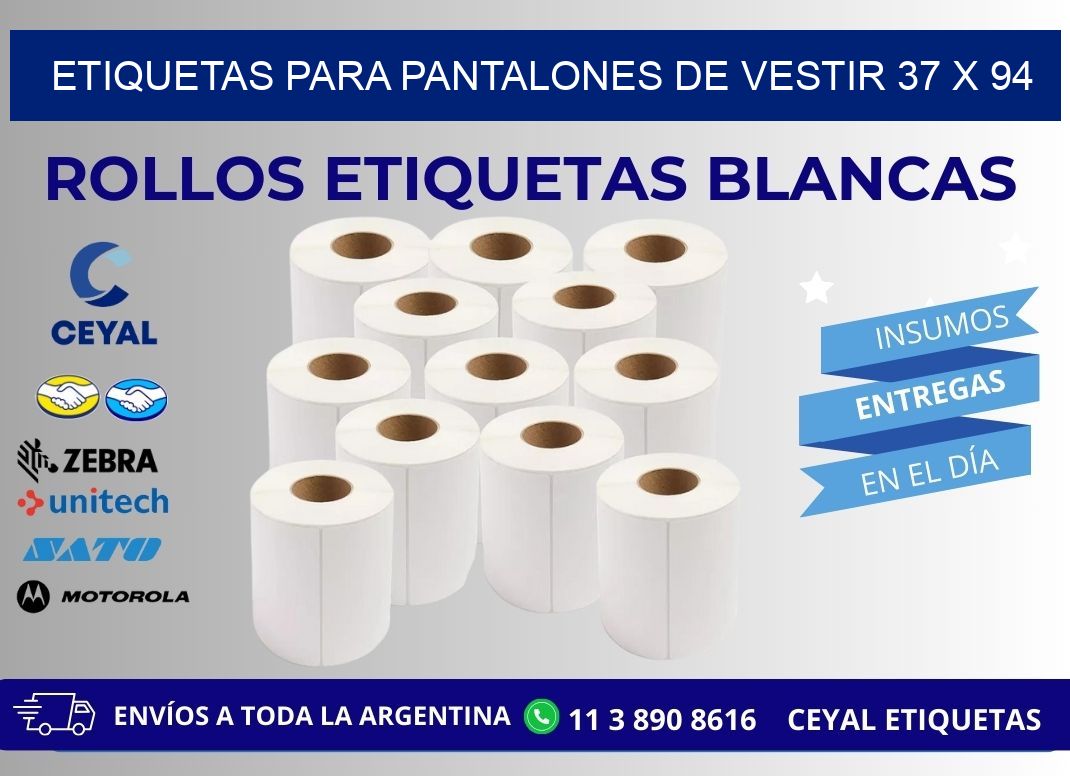 ETIQUETAS PARA PANTALONES DE VESTIR 37 x 94