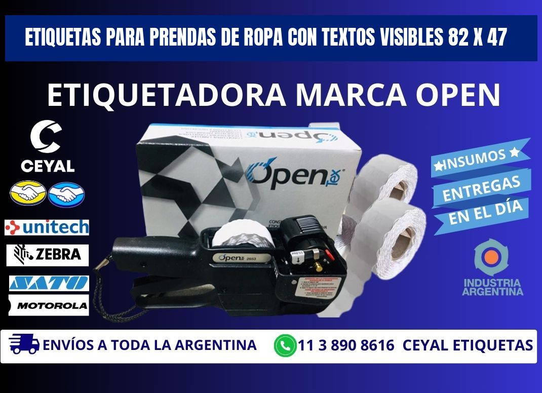 ETIQUETAS PARA PRENDAS DE ROPA CON TEXTOS VISIBLES 82 x 47