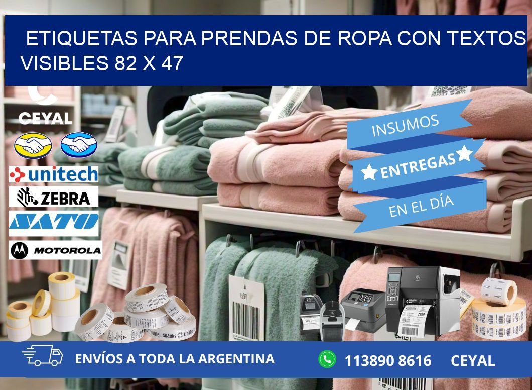 ETIQUETAS PARA PRENDAS DE ROPA CON TEXTOS VISIBLES 82 x 47