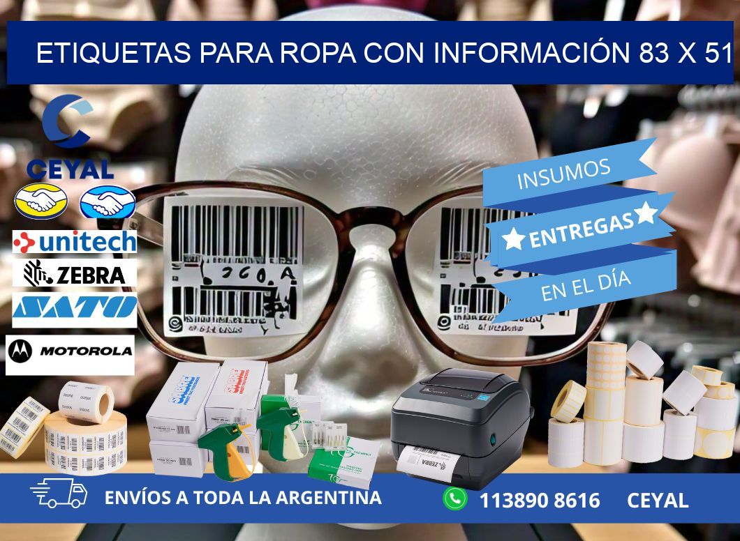 ETIQUETAS PARA ROPA CON INFORMACIÓN 83 x 51