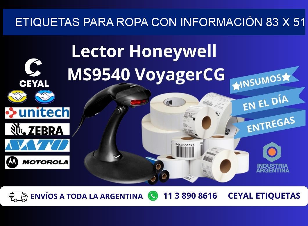 ETIQUETAS PARA ROPA CON INFORMACIÓN 83 x 51