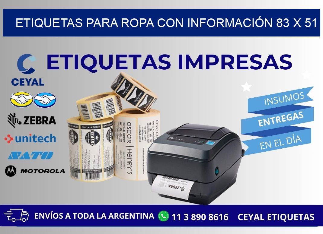 ETIQUETAS PARA ROPA CON INFORMACIÓN 83 x 51