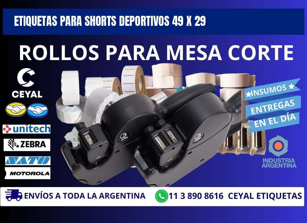 ETIQUETAS PARA SHORTS DEPORTIVOS 49 x 29