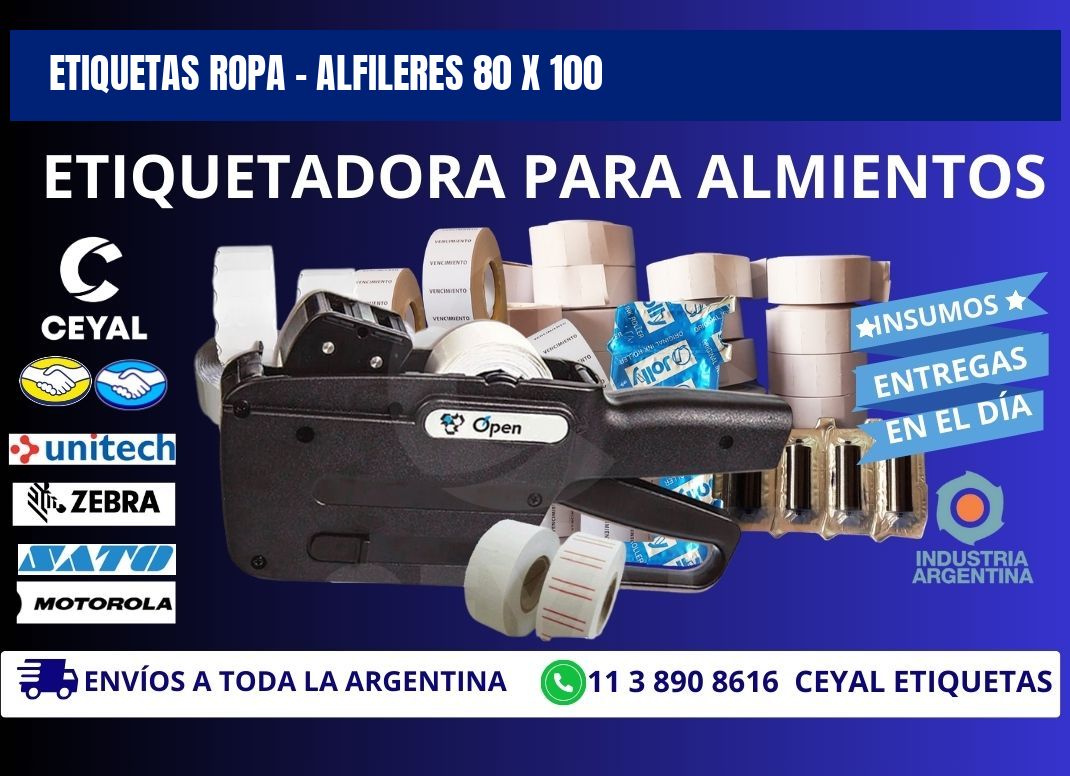 ETIQUETAS ROPA - ALFILERES 80 x 100