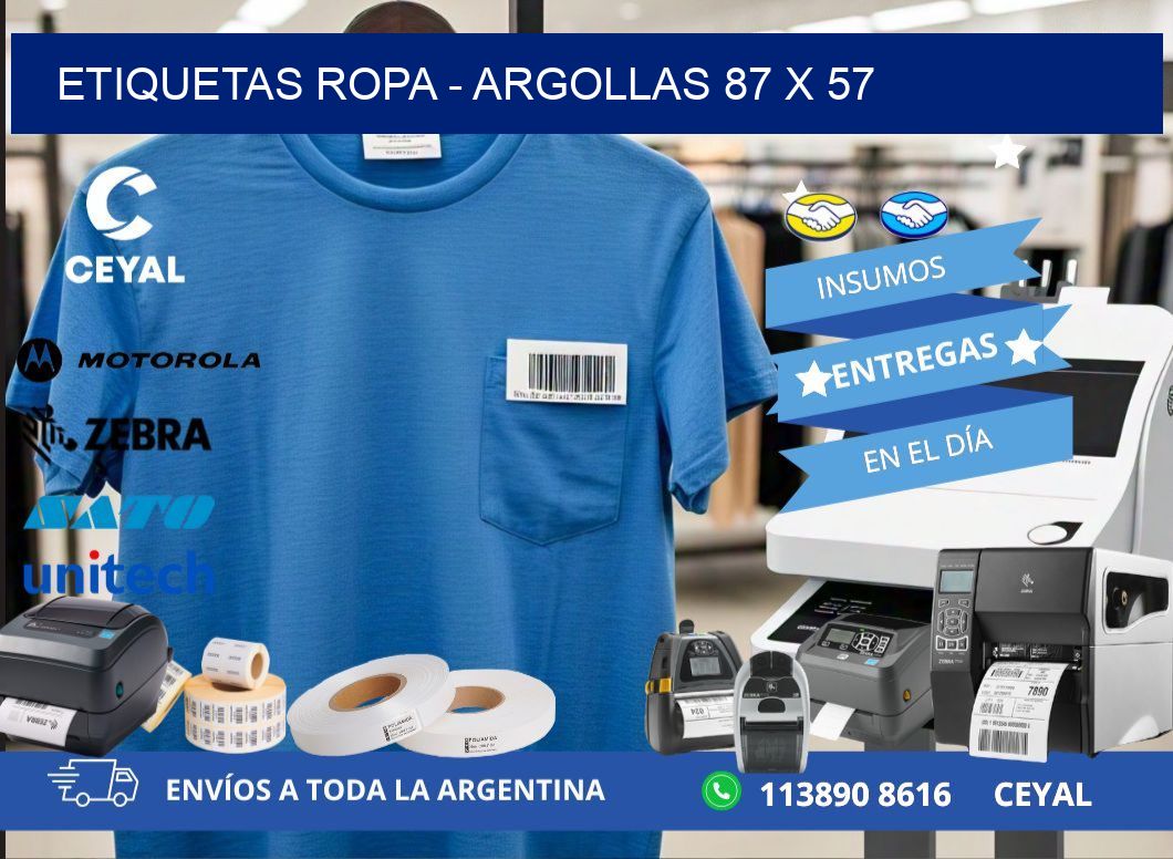 ETIQUETAS ROPA - ARGOLLAS 87 x 57